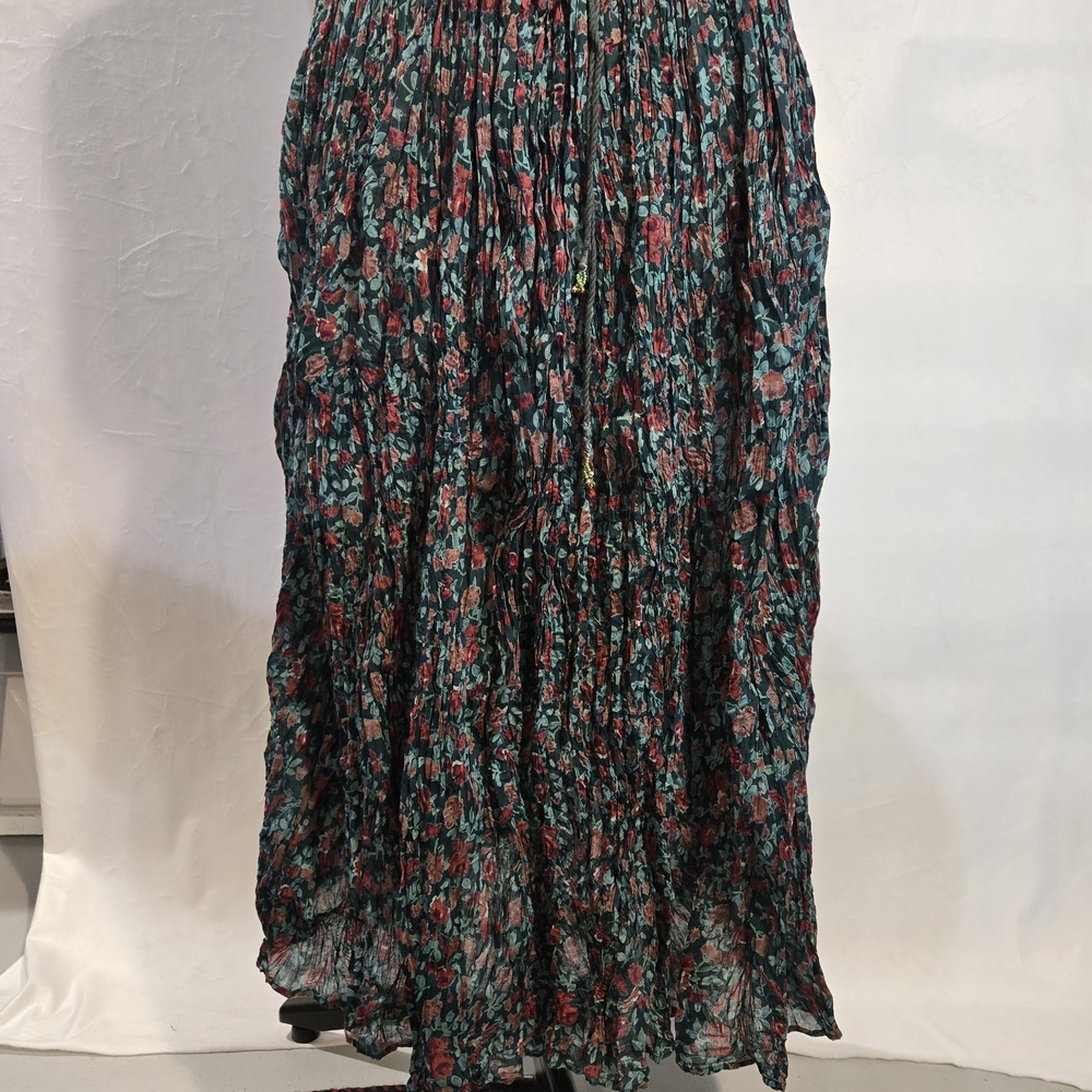 Vintage 100% Cotton Broomstick Skirt Adjustable Drawstring Waist